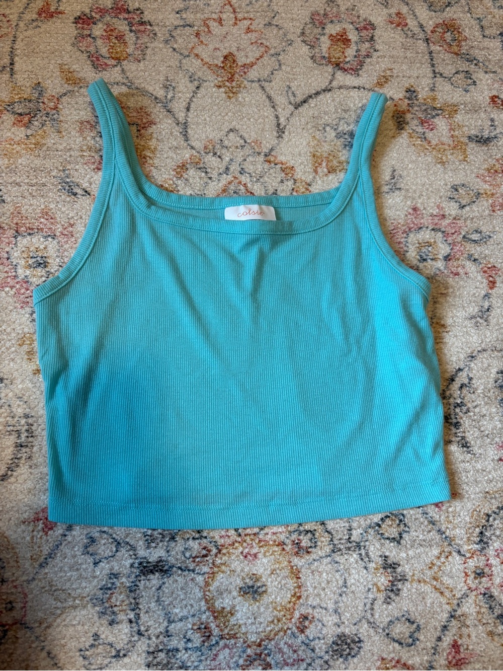 Teal Colsie Cropped Tank Top